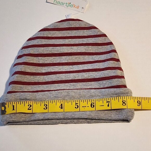 Naartjie Beanie Hat size 8-10 Gray with red stripes New - Picture 4 of 4